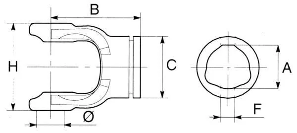 Gopart - PTO910ITYGP - Yoke, Profile Tube, 29x29mm, PTO 10