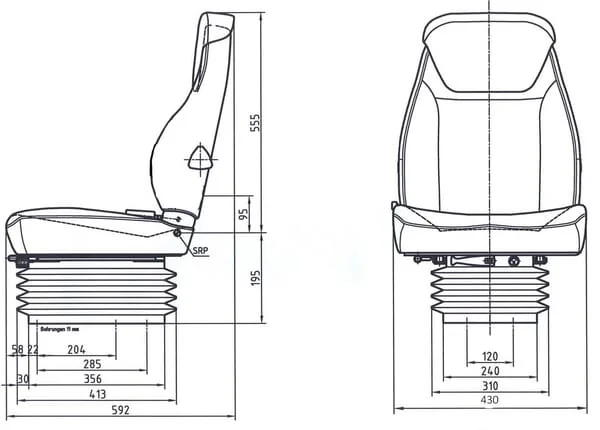 Gopart - TS44000GP - Fabric Seat, Mechanically Sprung