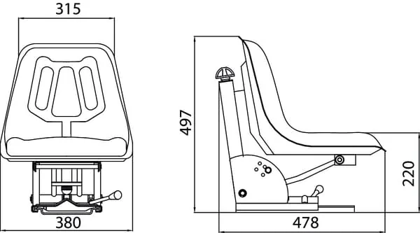 Gopart - TS49100GP - Seat Mechanically Sprung