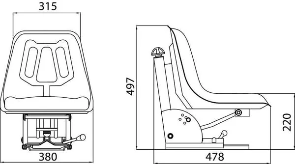 Gopart - TS49400GP - SEAT WITH MECHANICAL SUSPENSION YELLOW PVC