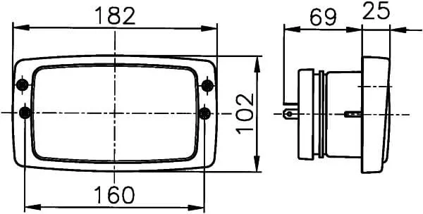 HELLA - 1AB006213027 - Headlight Built-in 148 x 84
