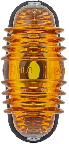 Hella - 2BA001227201 - Indicator Light 18W, Oval, 12V, Amber, Housing: Silver, Bolt On, 83x41mm