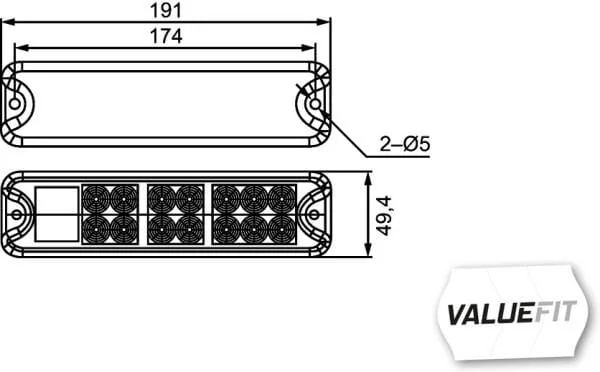 HELLA - 2VA357021001 - Rueckleuchte LED Rechteckig 10/30V Rot/Gelb Schraubmontage Hella Valuefit