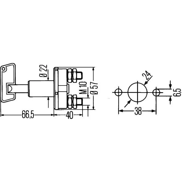 Hella - 6EK002843002 - Interruttore principale, Batteria, S33, 2 poli, 50A, Contatto normalmente aperto
