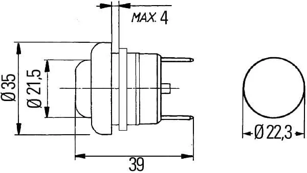 Hella - 6JF001571041 - Ignition/Start Switch S30 Push Activation 2-pin NO