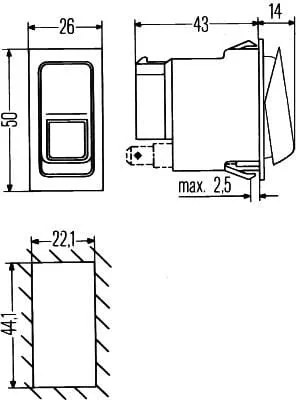 Hella - 6RH007832461 - Rocker Switch, II+I-0, 7-Pin
