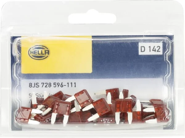 Hella - 8JS728596111 - Fuse Mini Blade 7.5A Length 10.9mm Brown Pack 50x Hella