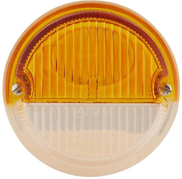 Hella - 9EL088538001 - Light Lens, Amber/Transparent, Round LH/RH Hella