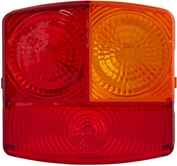 Hella - 9EL134740001 - Light Lens, Red/Transparent/Amber, Square Rear/Right Hella