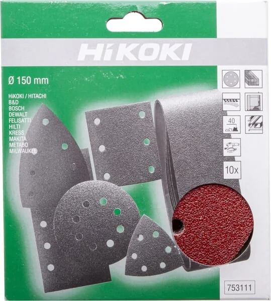 Hikoki - 753111 - Sandpaper Diameter 150mm K40 10 Pcs