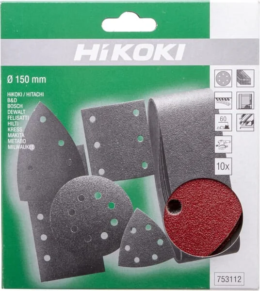 Hikoki - 753112 - Sandpaper Diameter 150mm K60 10 Pcs