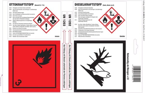 Hünersdorff - JK306100 - Adhesive Labels For Petrol/Diesel 25 Sheets