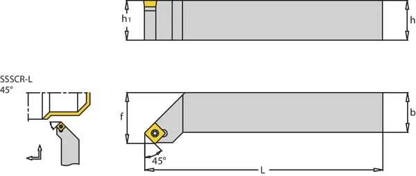 Huvema - SSSCR1616H09 - Rotating Holder, Right 45° SSSCR