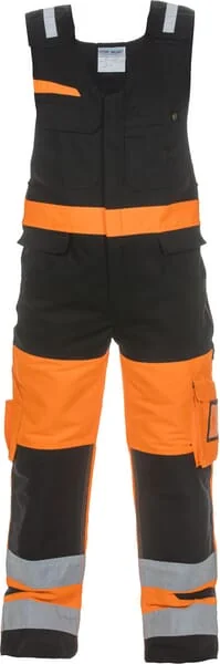 Hydrowear - 044485OB66 - Latzhose, Orange-Schwarz, Groesse 4XL, Hi-Vis Stretch-Linie