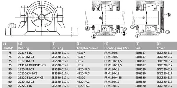 INA FAG - SES520617L - Pillow Block Housing