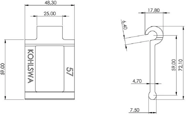 Kohlswa - KB57 - Chain Link Kohlswa 57 P=59.0/16.9 Links Per M