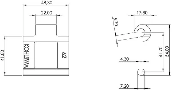 Kohlswa - KB62 - Chain Link Kohlswa 62 P=41.7/24.0 Links Per M
