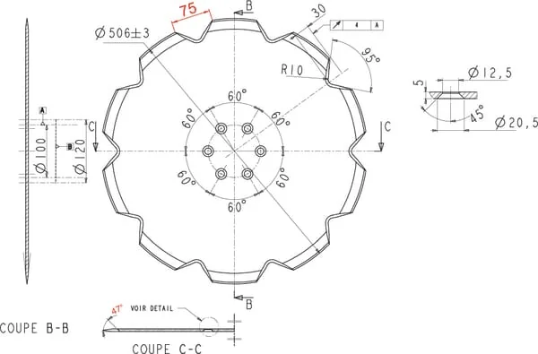 Kramp - 110029N - V-Notched Disc 506x5.0mm Countersunk Hole