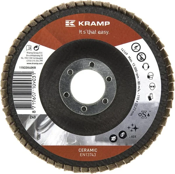 Kramp - 115CEK40KR - Ceramic Flap Disc 115 mm K40