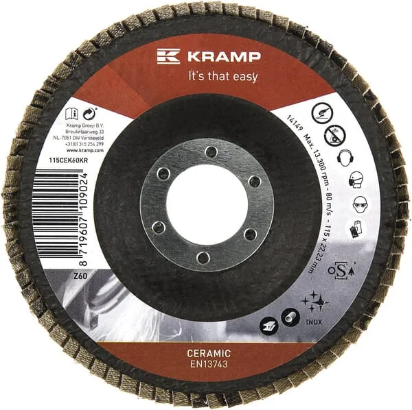 Kramp - 115CEK60KR - Ceramic Flap Disc 115 mm K60