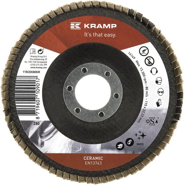 Kramp - 115CEK80KR - Ceramic Flap Disc 115 mm K80