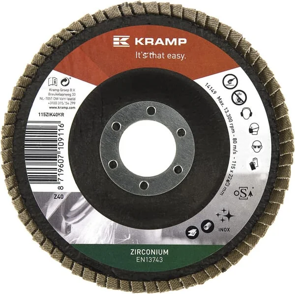 Kramp - 115ZIK40KR - Zirconium Flap Disc 115mm 40 grit