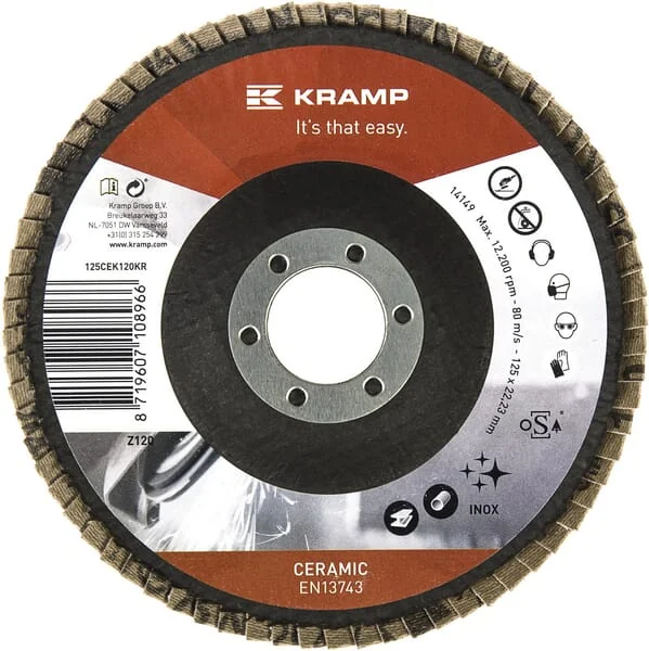 Kramp - 125CEK120KR - Ceramic Flap Disc 125mm K120