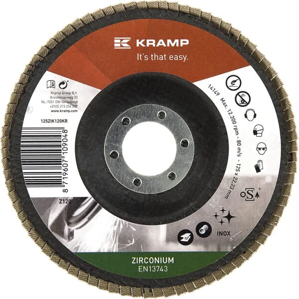 Kramp - 125ZIK120KR - Zirconium Flap Disc 125mm 120 Grit