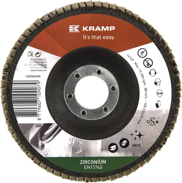 Kramp - 125ZIK40KR - Zirconium Flap Disc 125mm 40 Grit