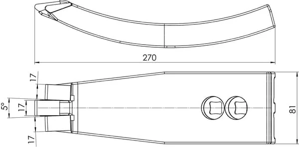 Kramp - 205006N - Cultivator Point 270x81mm Hardened, Curved, 2 Hole, Suitable For Väderstad