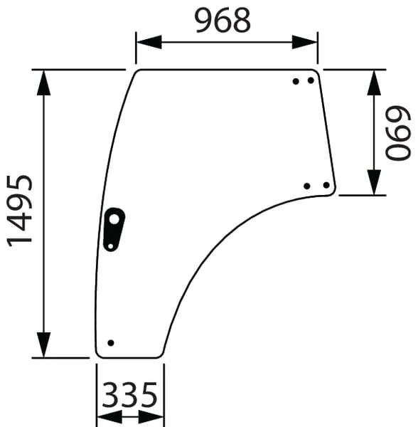 Kramp - 4218159M3N - Door Glass Left