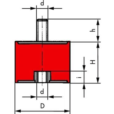 Kramp - 5050B55RVS - Vibration Damper Stainless Steel Type B