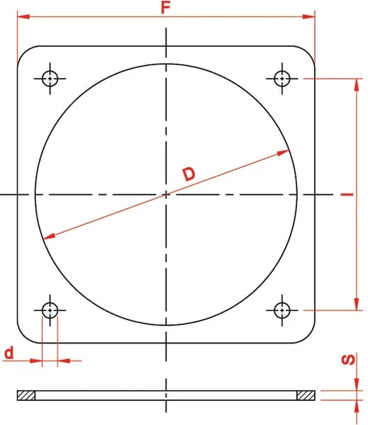 Kramp - 6300001RVS - Square Flange 4 Bolt 6" S.S.