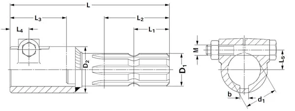 Kramp - 6710171KR - Drive Shaft Reduction Male 1 3/8" (6) Female 1 1/8" (6) With Clamping Screw