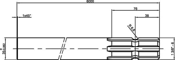 Kramp - 6735600116MNCR5 - Shaft L=6000 1.3/8-6 1-Side