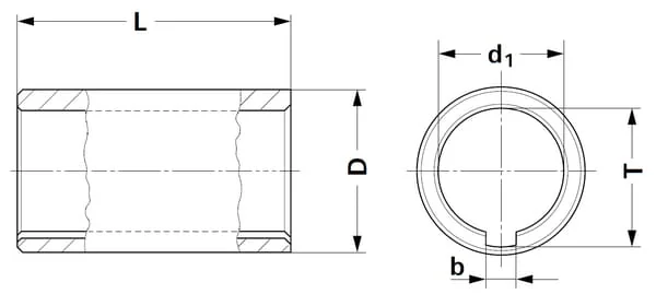Kramp - 6740180KR - Round Bore L100 Diameter 35 With 10mm Key