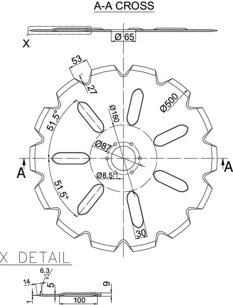 Kramp - 72090102N - Drill Disc Notched 500x5.0mm