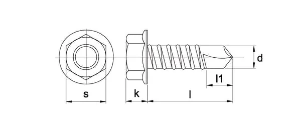 Kramp - 7504K4232P200 - Self Tapping Screw 4.2x32mm, 7mm Flange Hex Head, DIN 7504