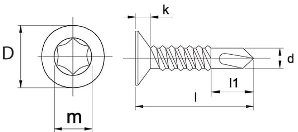 Kramp - 7504PTEKS5538T25A - Self-tapping Wood Screw 5.5x38mm TX25 Countersunk Flat Head DIN 7504
