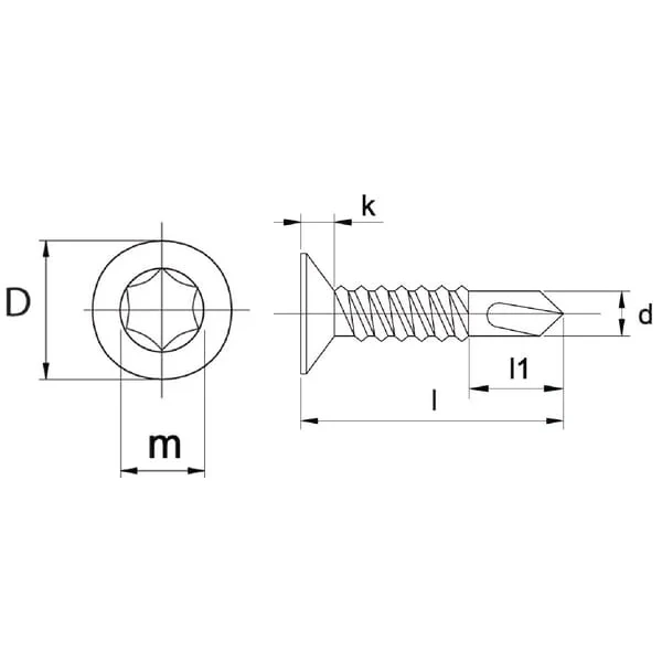 Kramp - 7504PTEKS6380T30A - Self-tapping Wood Screw 6.3x80mm TX30 Countersunk Flat Head DIN 7504