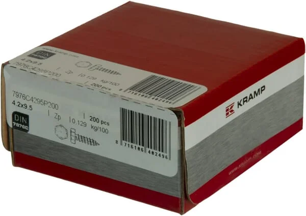 Kramp - 7976C4295P200 - Self-tapping Wood Screw DIN7976C Zinc Plated