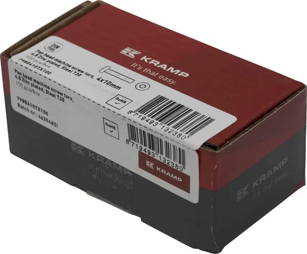 Kramp - 7985410TX100 - Pan Head Machine Screw 4x10 Torx DIN7985