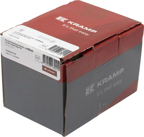 Kramp - 7985630TX100 - Pan Head Machine Screw m6x30 Torx DIN7985