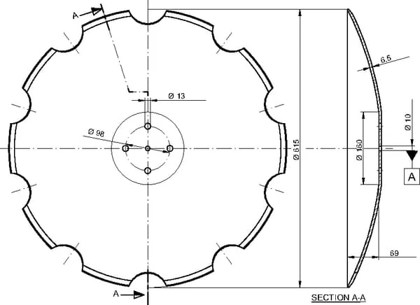 Kramp - 912032KR - Harrow Disc Notched 615x6.5