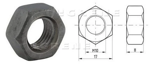 Kramp - 93410B - Hexagon Nut DIN934 M10x1.50 Steel Class 8 Kramp