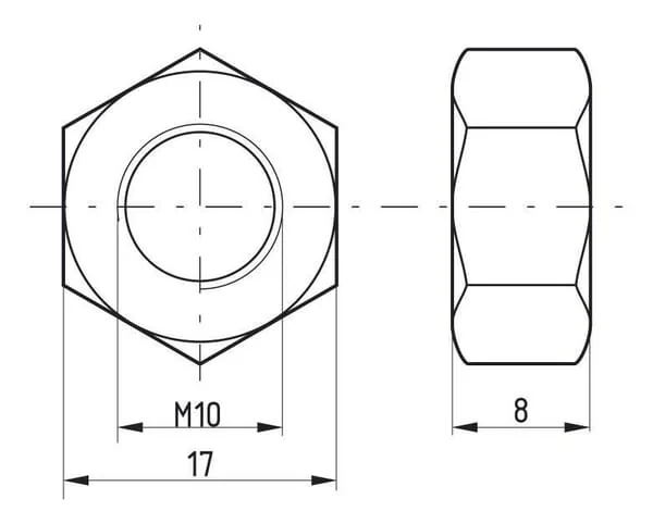 Kramp - 93410B - Hexagon Nut DIN934 M10x1.50 Steel Class 8 Kramp