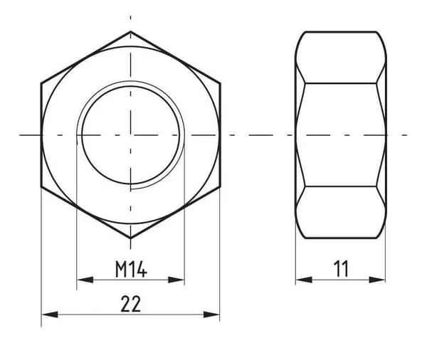 Kramp - 93414B - Hexagon Nut DIN934 M14x2.00 Steel Class 8 Kramp