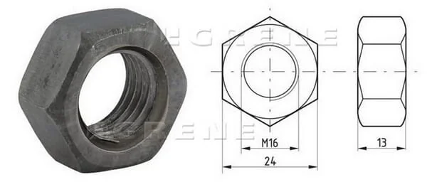Kramp - 93416B - Hexagon Nut DIN934 M16x2.00 Steel Class 8 Kramp
