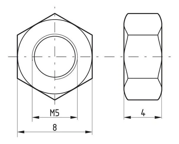 Kramp - 9345B - Hexagon Nut DIN934 M5x0.80 Steel Class 8 Kramp
