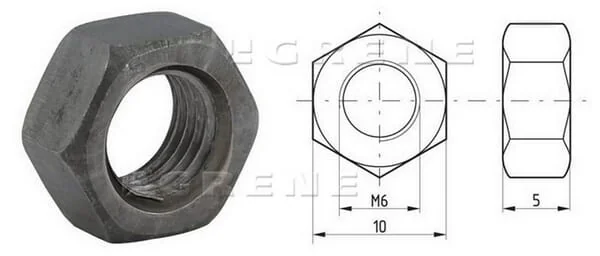 Kramp - 9346B - Hexagon Nut DIN934 M6x1.00 Steel Class 8 Kramp